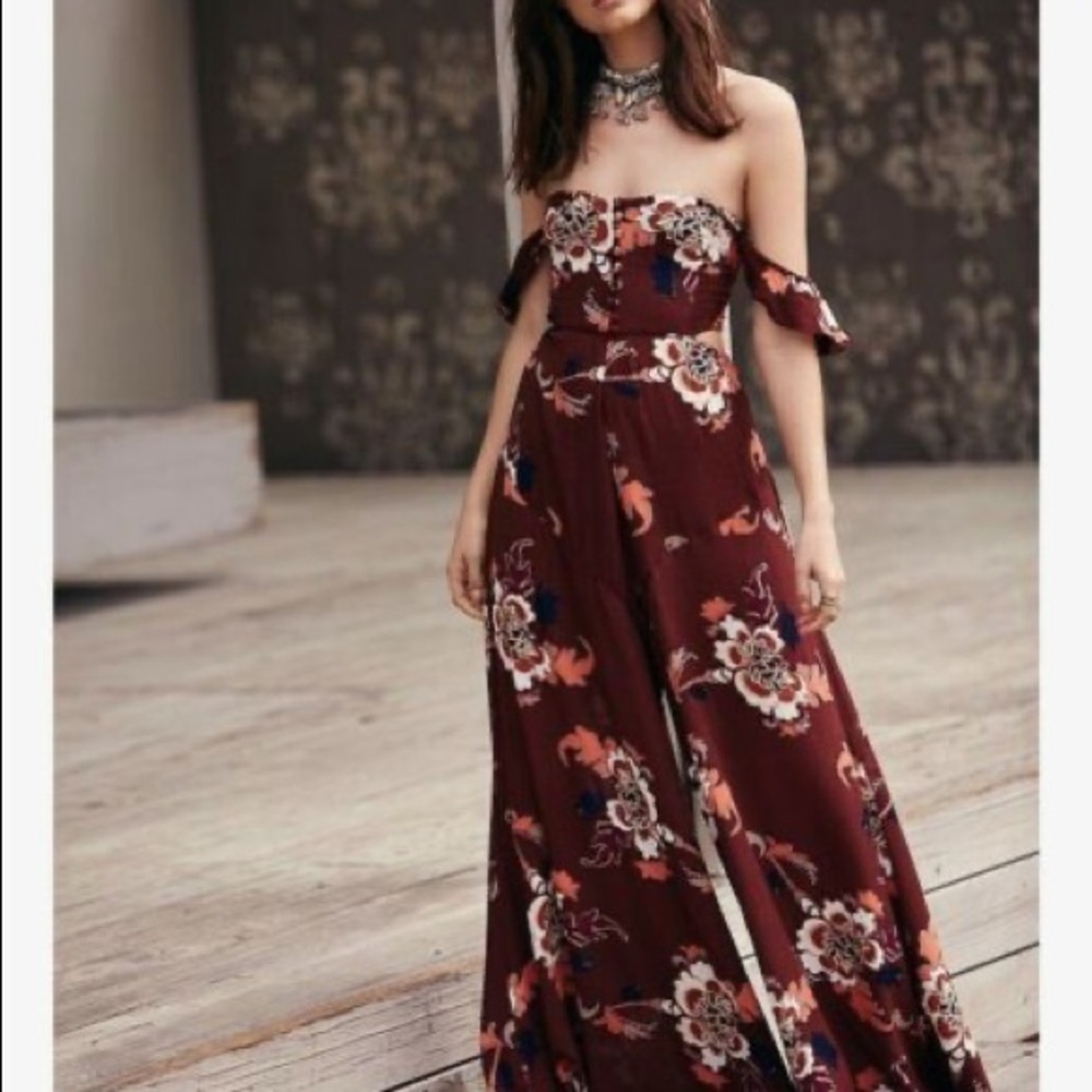 Free People off shoulder cut out jumpsuit!